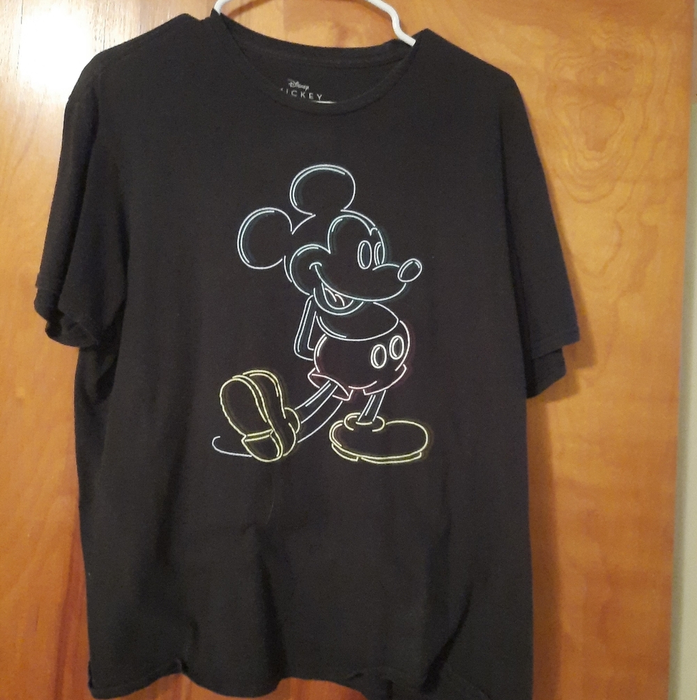 Disney Black Tee with Neon Mickey Design